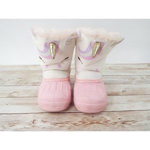 Cat & Jack Pink and White Unicorn Winter Snow Boots